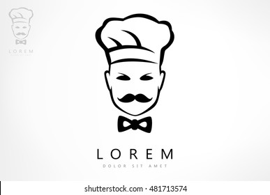 chef in a hat with a moustache vector