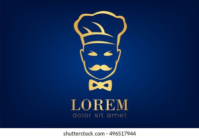 chef in a hat with a moustache vector