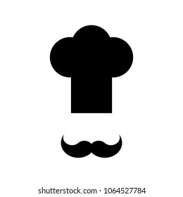Chef hat and moustache vector icon.
