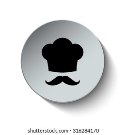 Chef hat and mustache. Cooking icon. Vector Illustration. EPS10