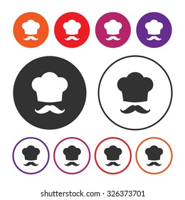 Chef hat and mustache. Cooking icon. Vector Illustration. EPS10