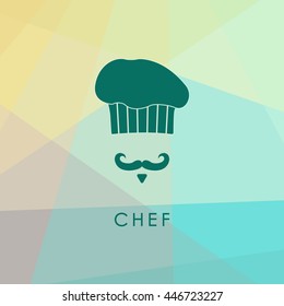 Chef hat and mustache. Flat icon design style. Vector illustration.