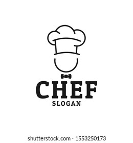 chef hat with mustache food restaurant vector logo design template