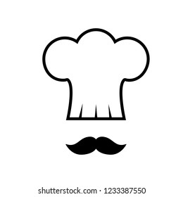 Chef hat mustache icon isolated on white background. Chef hat mustache icon for app, label, logo, menu and web site. Creative design concept, vector illustration