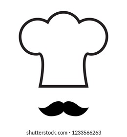 Chef hat mustache icon isolated on white background. Chef hat mustache icon for app, label, logo, menu and web site. Creative design concept, vector illustration