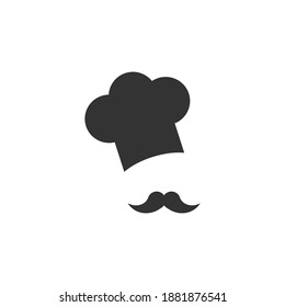 Chef hat mustache icon isolated on white background.