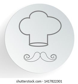 Chef hat and mustache icon.Flat design style. Vector illustration.