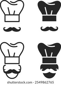 Chef Hat Mustache logo Restaurant Symbol.