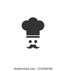 Chef hat and mustache , vector illustration, isolated on white background.