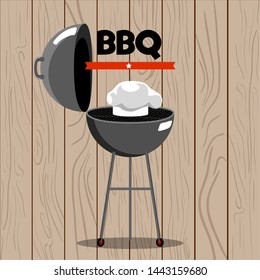 Chef hat on a barbecue grill - Vector