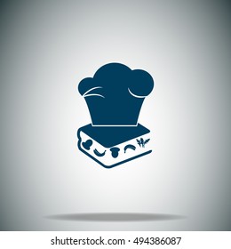 Chef hat on the menu book vector icon