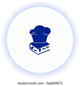 Chef hat on the menu book  icon. Vector design.