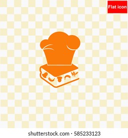 Chef hat on the menu book  icon Vector design.