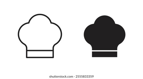 Chef hat outlined and solid icon vector collection.