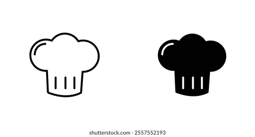 Chef hat outlined and solid icon vector collection.