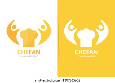 Chef hat and people logo combination. Unique cook and union, help, connect, team logotype design template.
