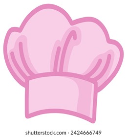 Chef Hat Pink Doodle Drawing Cartoon Illustration Vector Art Icon