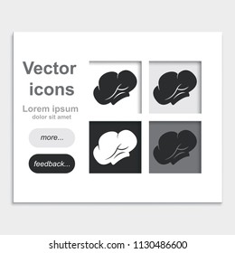 Chef hat placed on web page template flat vector icon.