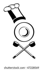 Chef hat with plate and ladle