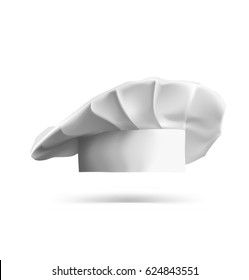 Chef hat with realistic shadow isolated on white background. Vector illustration