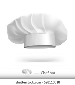 Chef hat with realistic shadow isolated on white background. Vector illustration