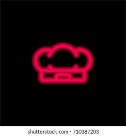 Chef hat red glowing neon ui ux icon. Glowing sign logo vector