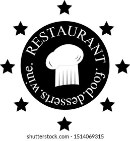 Chef Hat And Restaurant Logo -Isolated On White. Vector Illustration For Food Icon, Cooking Hat, Kitchen,Bar And Chef Logo Design.Restaurant And Chef Hat Logo For Bistro, Cook Elements And Food Labels