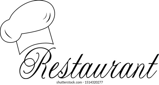 Chef Hat And Restaurant Logo -Isolated On White. Vector Illustration For Food Icon 