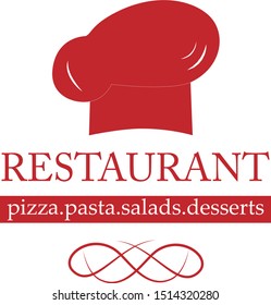 Chef Hat And Restaurant Logo -Isolated On White. Vector Illustration For Food Icon 