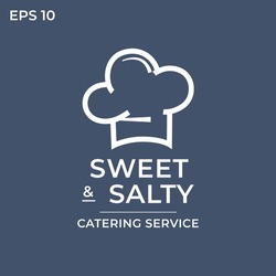 Chef Hat Restaurant Logo With Name Sweet And Salty Slogan Catering Service. It Can Be Can Be Used For Restaurant Name, Company Brand Name Or Cooking Competition.