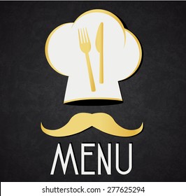 Chef hat restaurant menu black