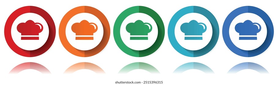 Chef hat, restaurant vector icons, flat icon set for logo design, webdesign and mobile applications, colorful web button collection in eps 10