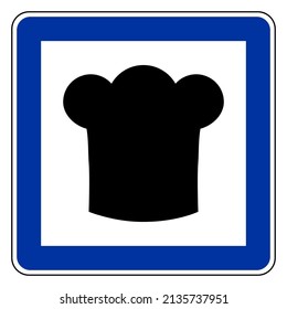 Chef hat and road sign on white