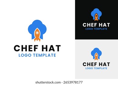 Chef hat rocket logo design vector template vector illustration