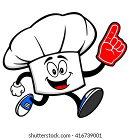 Chef Hat Running with a Foam Finger
