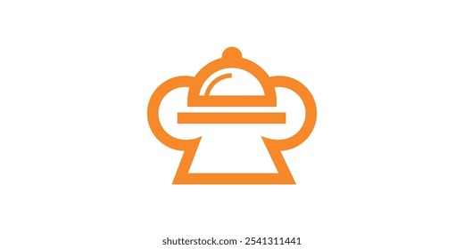 chef hat and serving lid logo design,food,order,delivery,icon,vector,symbol,creative.