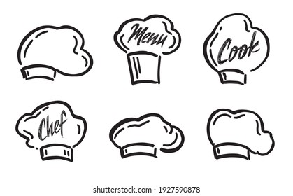 Chef hat set  hand drawn style  vector illustration 