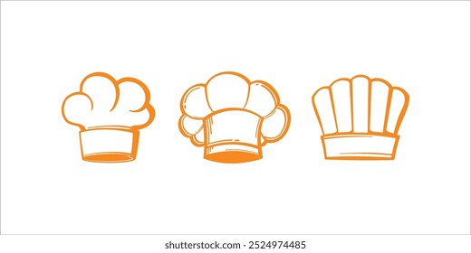 Chapéu Chef Set. Um conjunto de chapéu Chef na ilustração. Contorno de Chefs Vetor. Ilustração de Contornos de Chapéu Chef para Designs Culinários | Arte vetorial de chapéus de cozinha e repouso