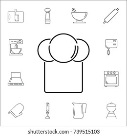 Chef hat. Set of kitchen icons on white background