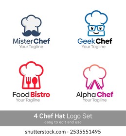 Chef Hat Shape Logo Template Set. Good for Business, Agency, Community and Organization