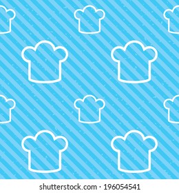 Chef hat sign icon. Cooking symbol. Cooks hat. Seamless diagonal lines texture. Blue grunge texture background. Vector