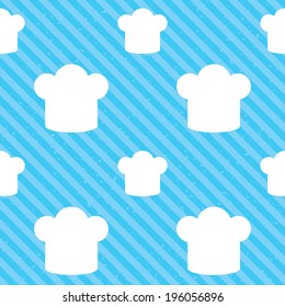 Chef hat sign icon. Cooking symbol. Cooks hat. Seamless diagonal lines texture. Blue grunge texture background. Vector
