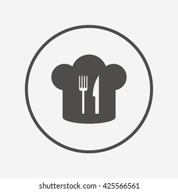 Chef hat sign icon. Cooking symbol. Flat restaurant icon. Simple design restaurant symbol. Restaurant graphic element. Round button with flat restaurant icon. Vector