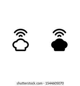 chef hat with signal online Icon Vector