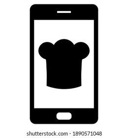 Chef hat and smartphone on white