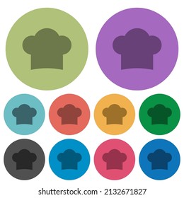 Chef hat solid darker flat icons on color round background