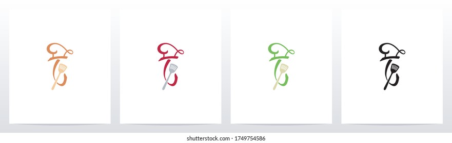 Chef Hat And Spatula On Letter Logo Design T