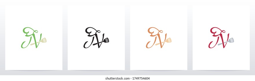 Chef Hat And Spatula On Letter Logo Design N