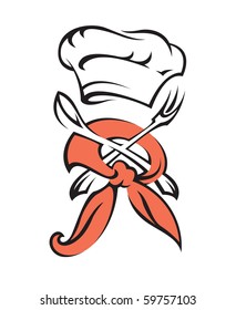 chef hat with spoon and fork