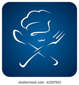 chef hat with spoon and fork